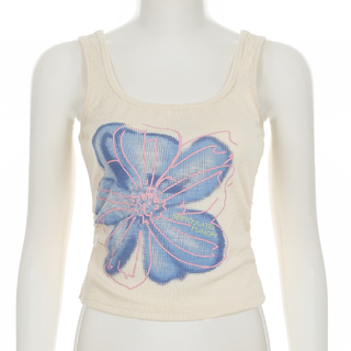 U neck flower pattern tank top