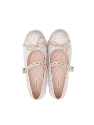 [Moromoro2] Rhinestone Bow Ballet Flats