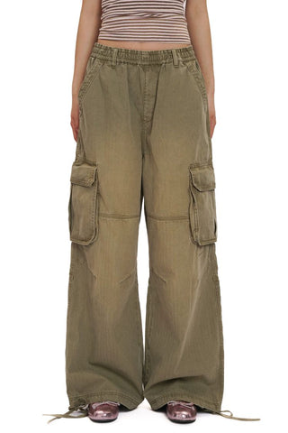 [Moromoro2] Gradient Washed Wide Leg Cargo  Pants