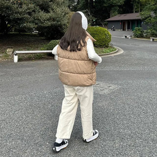 High-neck oversized down vest