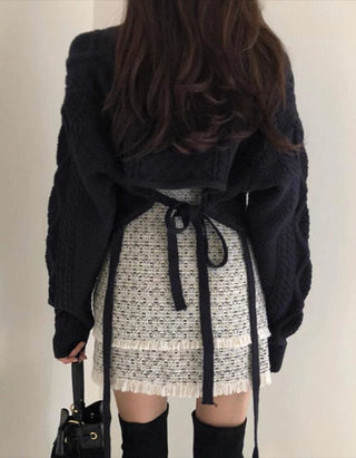 knitted back strap sweater