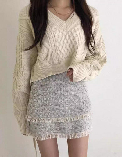 knitted back strap sweater
