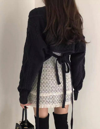 knitted back strap sweater