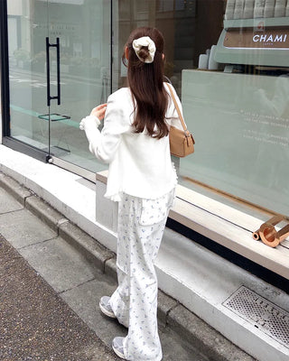 Flower pattern cotton pants