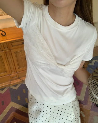 Puff-sleeve eyelet embroidered gathered blouse