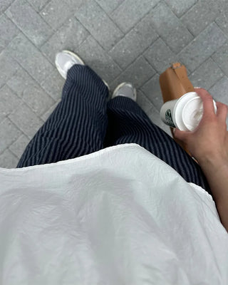 Striped pants with string waistband