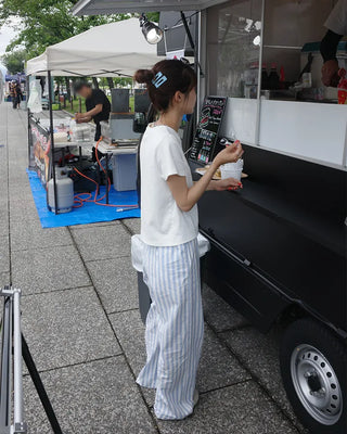 Striped Easy Pants with Waist String