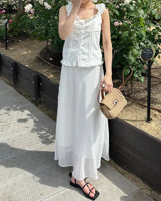 Polka Dot Chiffon Long Skirt