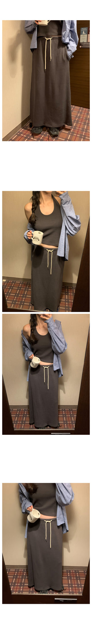 Wrinkle Halter Cardigan Set