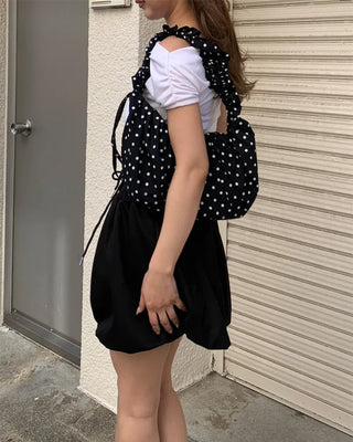 Dot Shirring Shoulder Bag