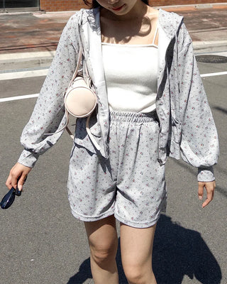 2-way Flower Zip Hoodie