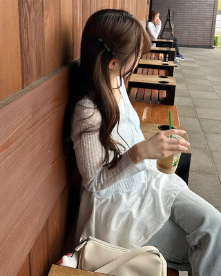 V-neck sheer cardigan