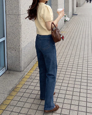 Elastic waist denim pants