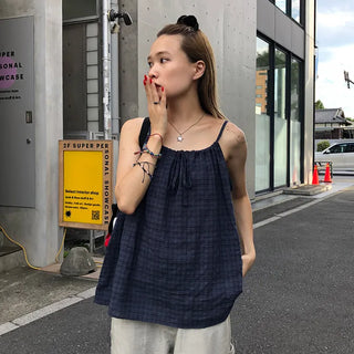 Checked Shirred Camisole