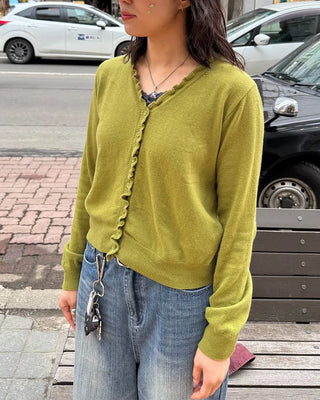Frill knit cardigan