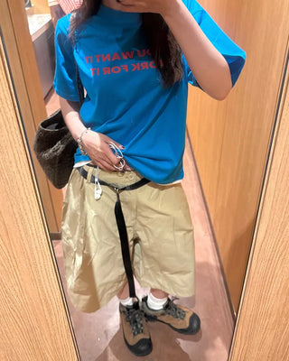 D-ring belt Bermuda shorts