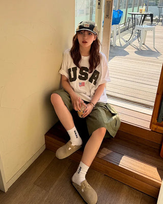 Nylon cargo Bermuda shorts