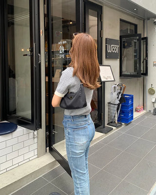 Cable bicolor short-sleeved knit