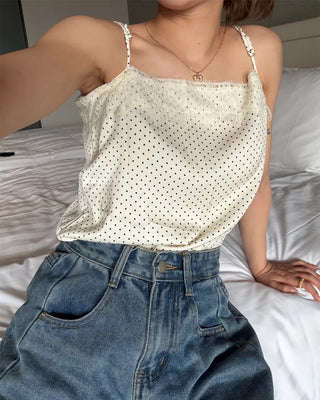 Polka Dot Lace Sleeveless Mini Dress