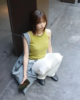 High-waisted balloon cotton pants