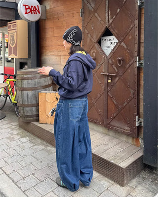 Two-pleat denim pants
