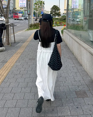 Frilled Shirring Long Dress