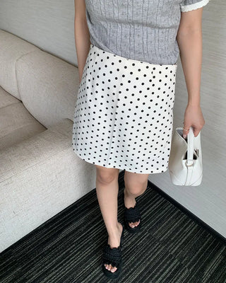 Mini skirt with polka dot inner shorts
