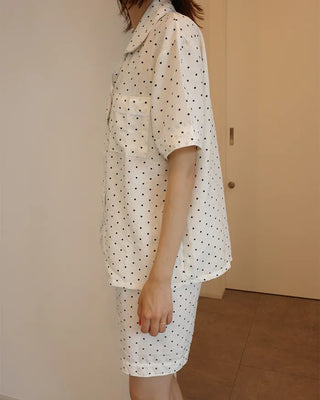 Polka Dot Half-Sleeve Shirt & Shorts Pajama Set