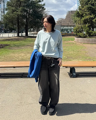 (UNISEX) Double Washed Balloon Denim Pants