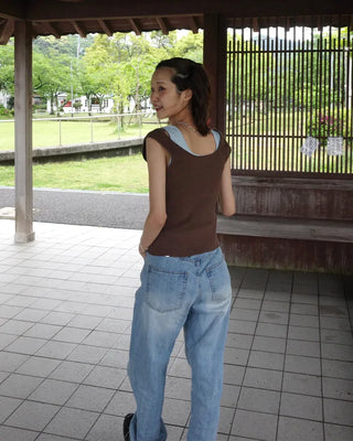 Two-tone layered sleeveless top
