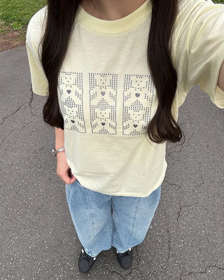 Curved balloon fit pleated denim pants