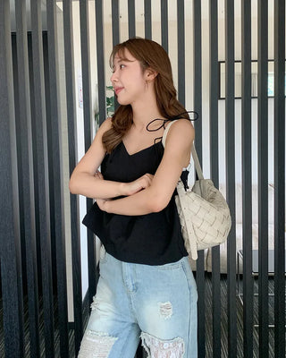 Grid pattern leisure shoulder bag