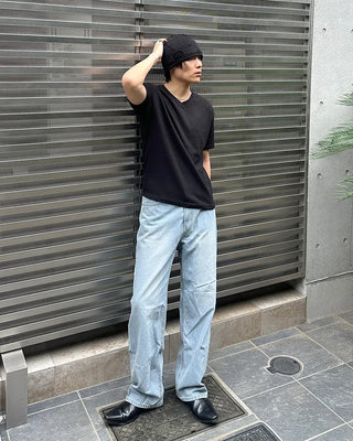 Washed wide-leg denim