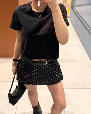 Polka dot mini skirt pants