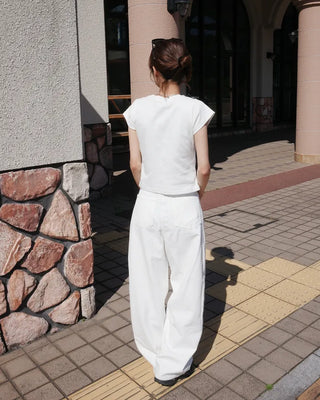 Basic cropped short-sleeved T-shirt