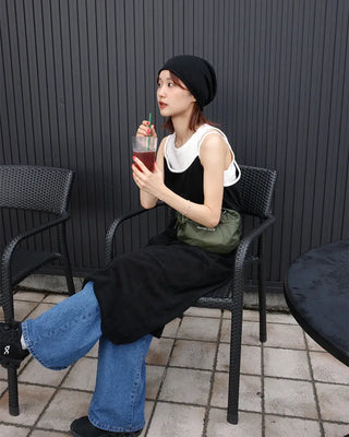 High-collar camisole long dress