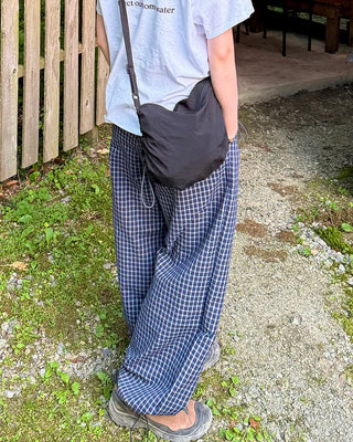 Pintuck Check Banding Pants