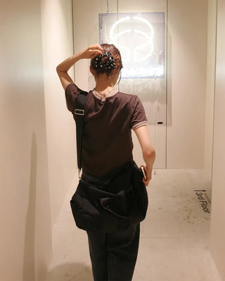 Two-tone half-sleeve T-shirt