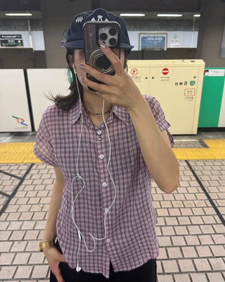 Checked Roll-Up Half Shirt