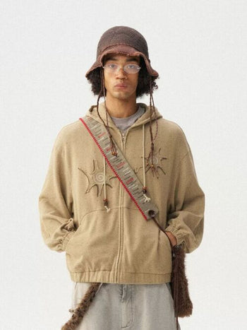 [Monterest] Textured Cotton Blend Hooded Zip-Up
