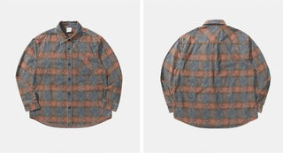 [Monterest] Washed Brushed Plaid Flannel Shirt