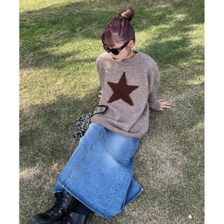 Long denim skirt