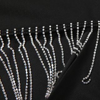 Beaded v neck irregular slit cami midi dress