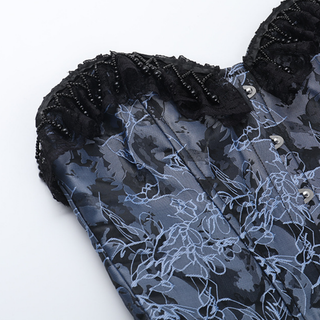 Sweetheart neck lace hem button print tube top