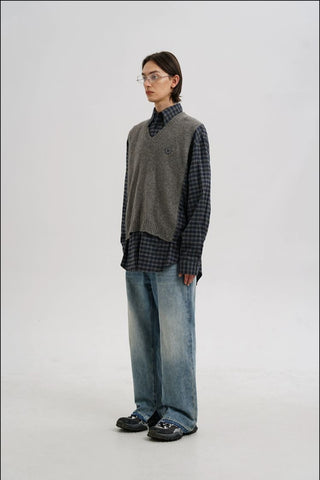 [MASONPRINCE] Faux Two-piece Vest Shirt