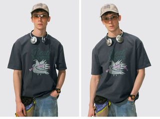 [Monterest] Washed Peace Dove Print T-Shirt