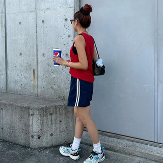 2-line elastic waist shorts