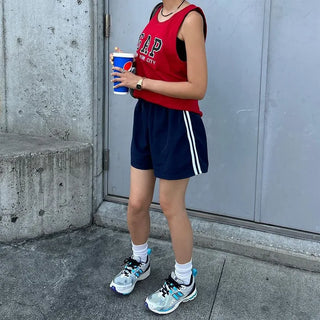 2-line elastic waist shorts