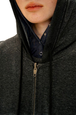 [Moromoro2] Raw-Edge Reversible Waffle Zip  Hoodie