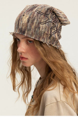 [Monterest] Starfish Print Distressed Knit Beanie